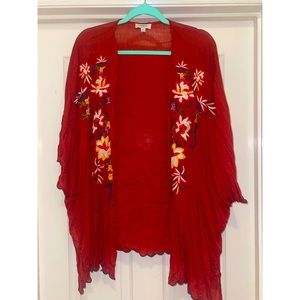 Umgee burnt orange/red kimono with embroidery size M/L